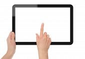 image of future  - holding and point on tablet pc - JPG 