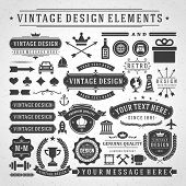 Vintage vector design elements. Retro style golden typographic labels,  tags, badges, stamps, arrows and emblems set. 
