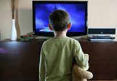 pic of watch  - watching TV with sweet teddy bear - JPG 