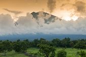 foto of sunset  - Sunset over Volcano Gunung Agung - JPG 